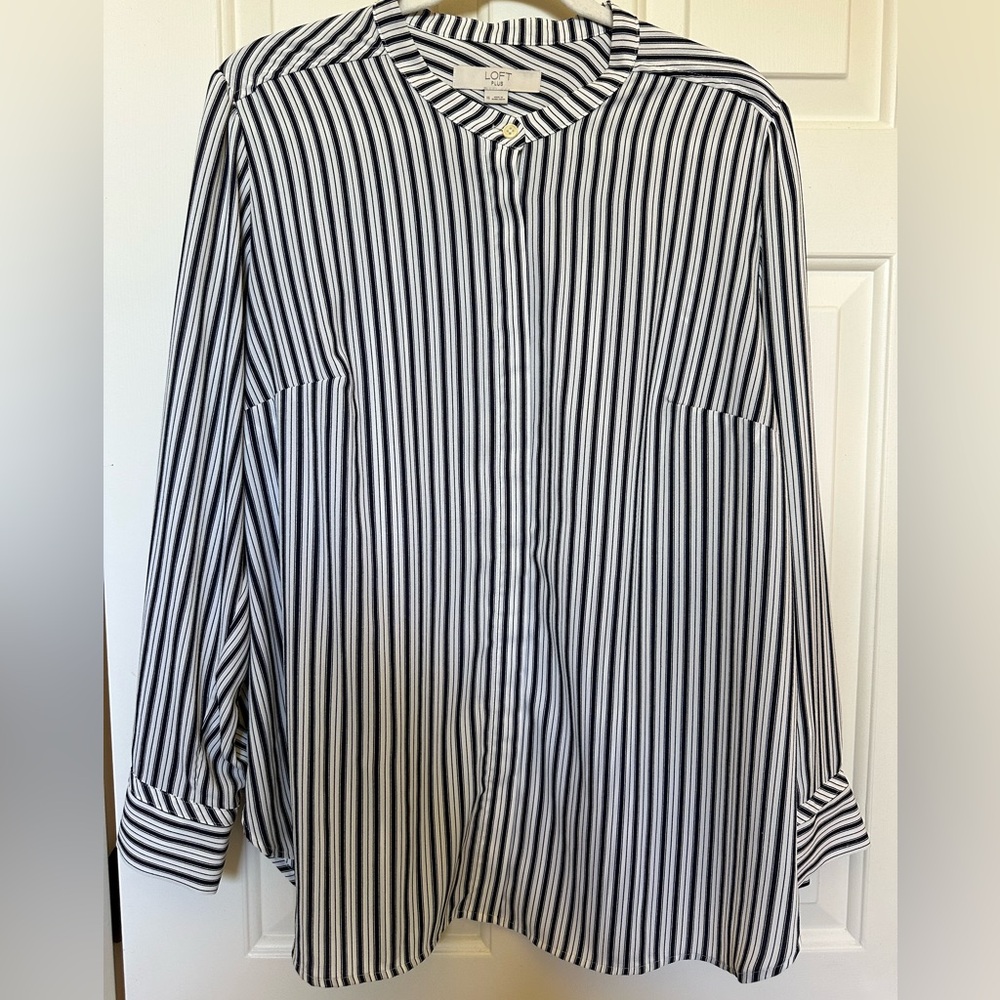 LOFT Striped Blouse with Long Sleeves